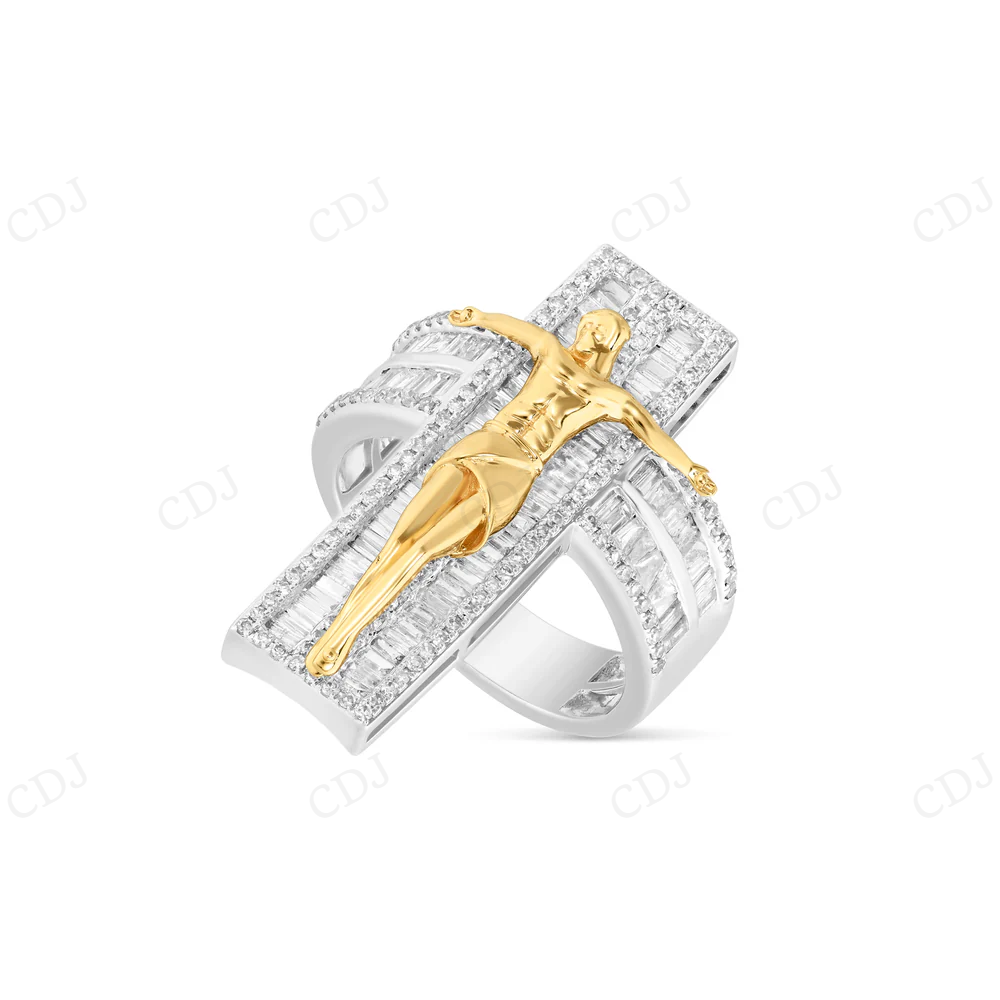 Iced Out 14K Gold Crucifix Hip Hop Ring For Men hip hop jewelry CustomDiamJewel