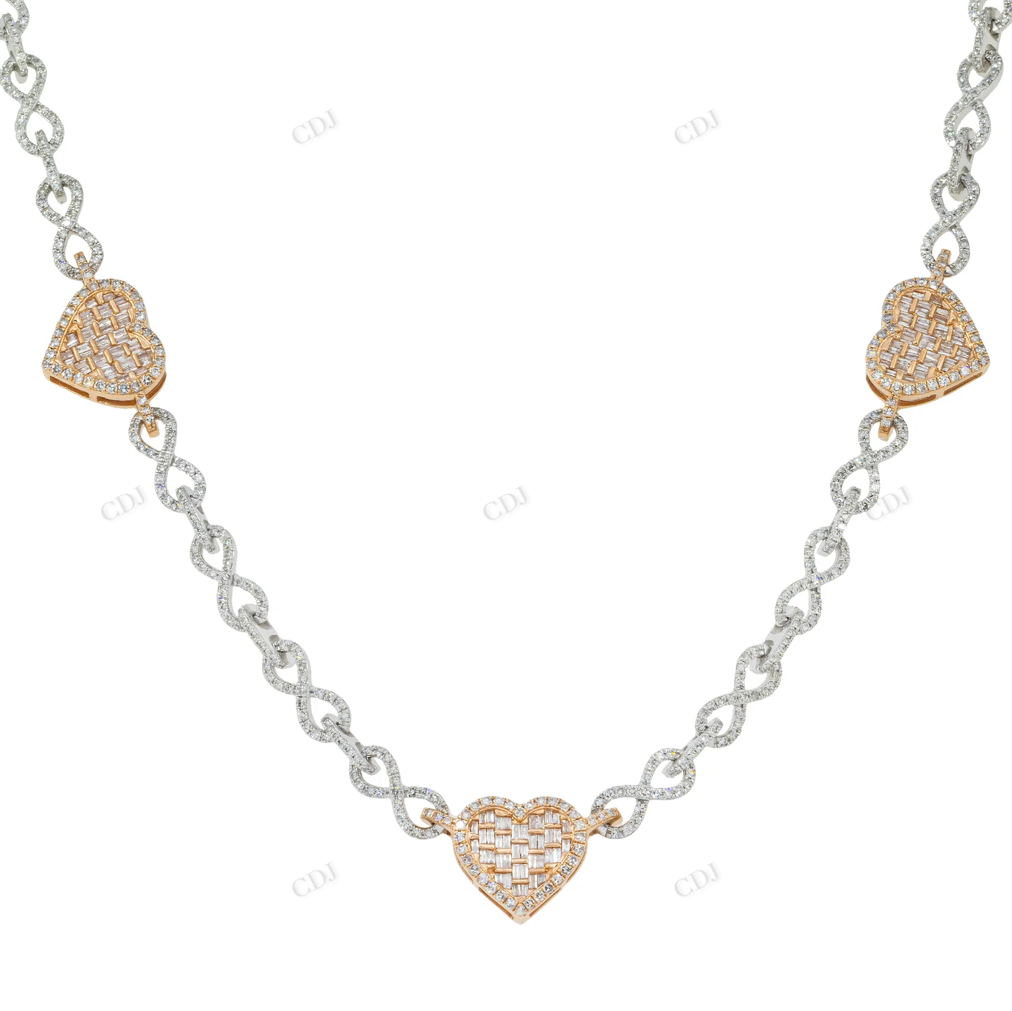 6.51 CTW Two Tone Baguette And Round Diamond Chain hip hop jewelry CustomDiamJewel