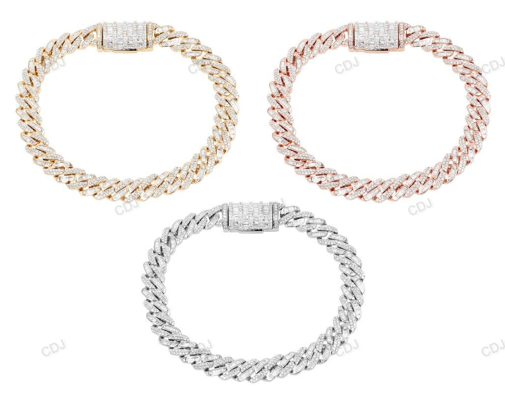 Miami Link Silver Moissanite Cuban Bracelet hip hop jewelry customdiamjewel
