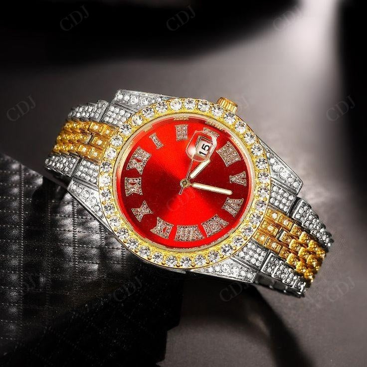 Luxury Time Piece Iced out Green Dial Roman Rolex Jubilee customdiamjewel