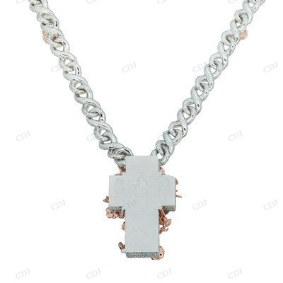 Two Tone Gold Plated Diamond Cross Pendant hip hop jewelry CustomDiamJewel
