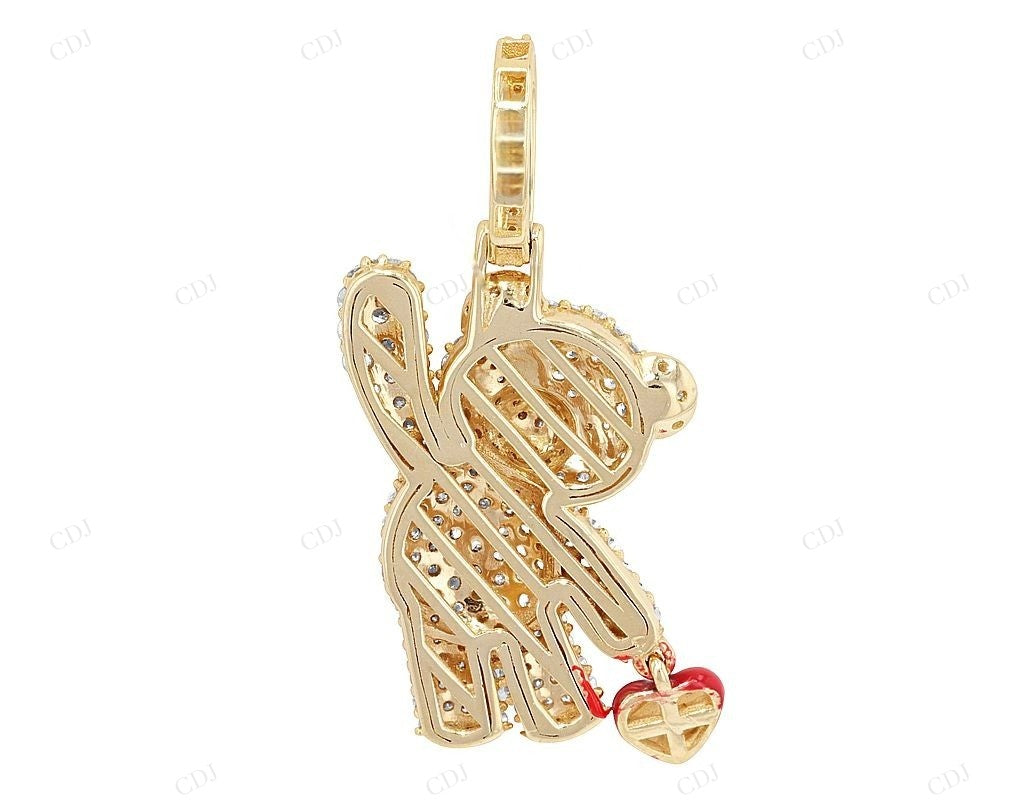 1.4 Inch Custom Sterling Silver Moissanite Teddy Pendant CustomDiamJewel