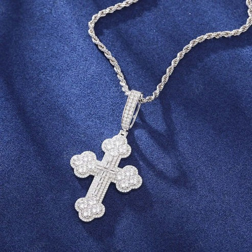 Luxurious Iced Out Baguette Cross Pendant For Mens hip hop jewelry CustomDiamJewel