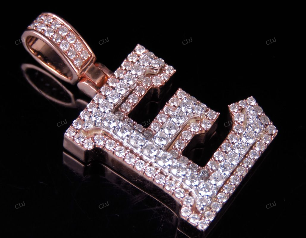 1.5" 1.75 CTW 14K Gold Natural Diamond Custom E Letter Pendant CustomDiamJewel