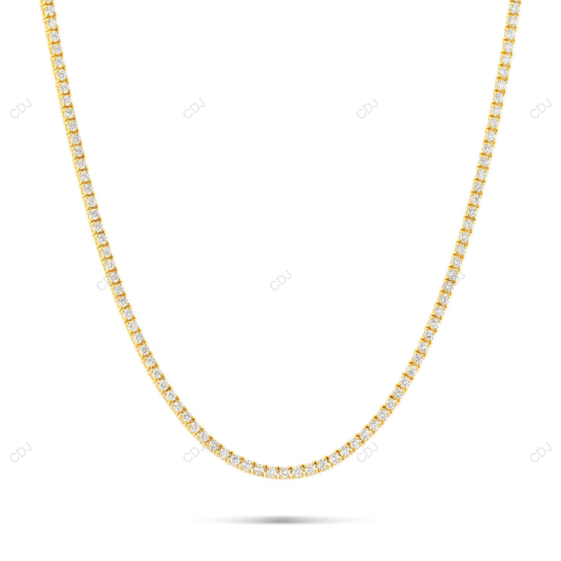 18KT Yellow Gold Moissanite Sterling Silver Tennis Chain CustomDiamJewel