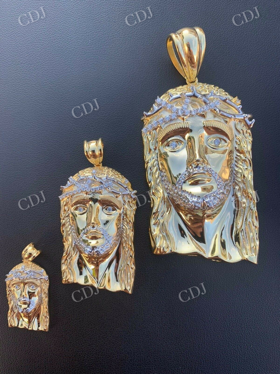 Two Tone Jesus Piece Diamond Pendant  customdiamjewel   