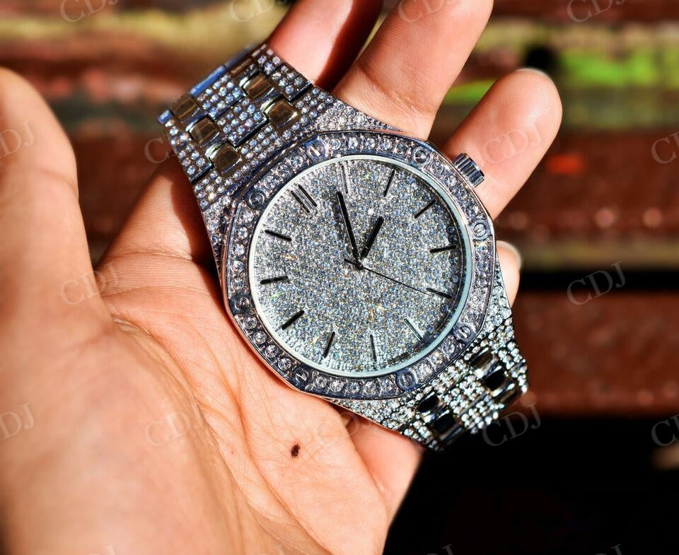 Hip Hop Moissanite Diamond Wrist Watch For Men customdiamjewel