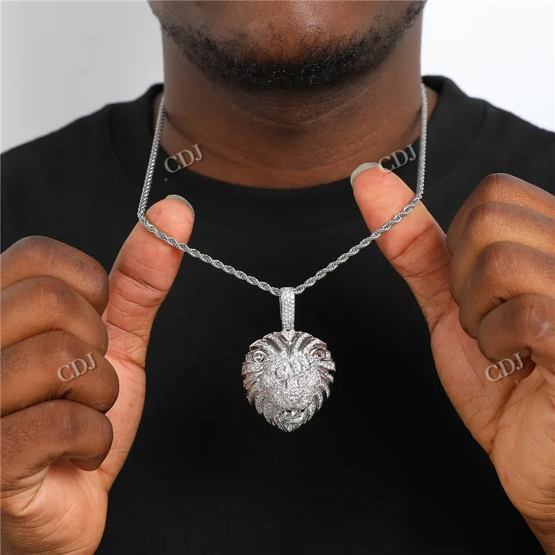 High Quality Iced Out Custom Lion Head Diamond Pendant hip hop jewelry CustomDiamJewel