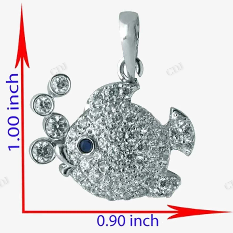 Sterling Silver Fish Shape Moissanite Pendant hip hop jewelry CustomDiamJewel