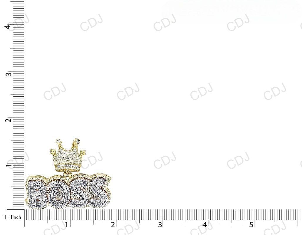 925 Silver Moissanite BOSS Crown Letter Pendant hip hop jewelry CustomDiamJewel