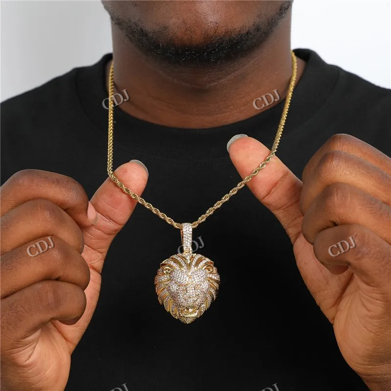 High Quality Iced Out Custom Lion Head Diamond Pendant hip hop jewelry CustomDiamJewel