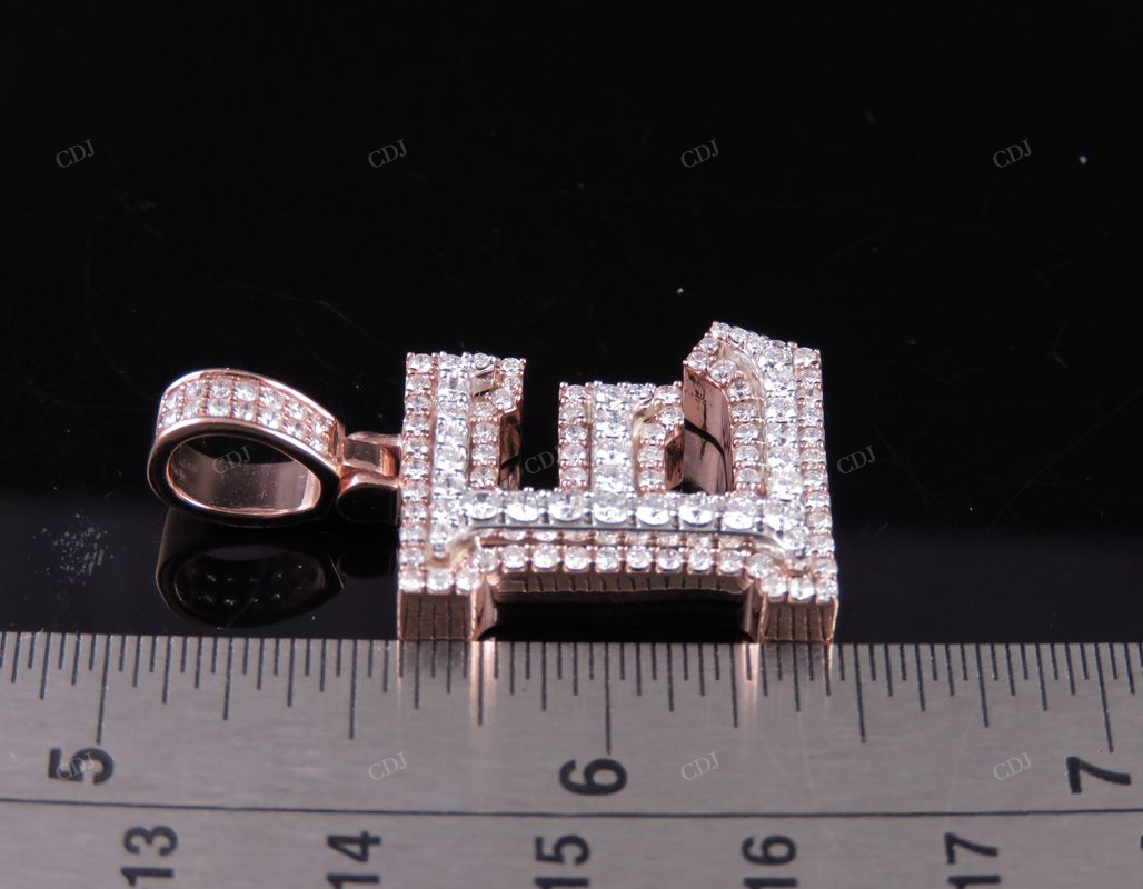 1.5" 1.75 CTW 14K Gold Natural Diamond Custom E Letter Pendant CustomDiamJewel
