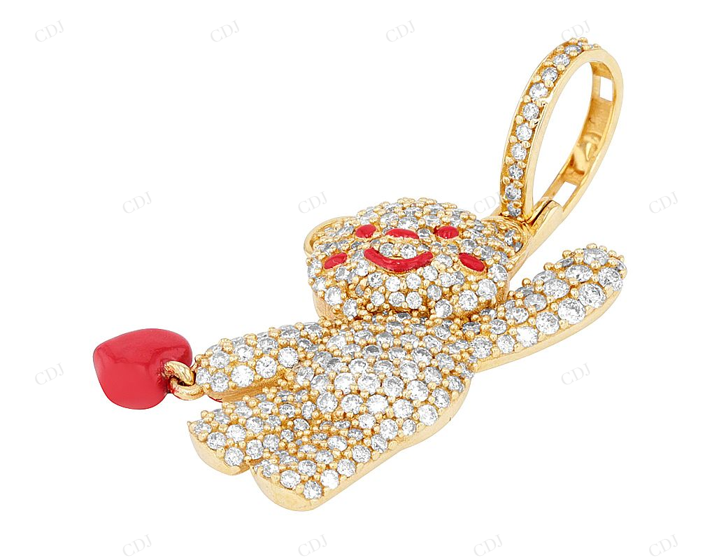 1.4 Inch Custom Sterling Silver Moissanite Teddy Pendant CustomDiamJewel