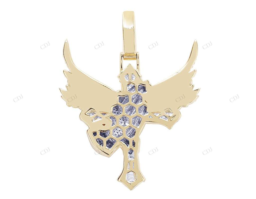 10K Yellow Gold Lab Grown Diamond Cross Pendant Hip Hop Pendent customdiamjewel