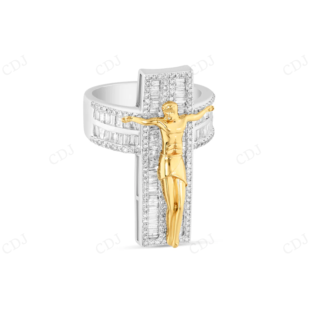 Iced Out 14K Gold Crucifix Hip Hop Ring For Men hip hop jewelry CustomDiamJewel