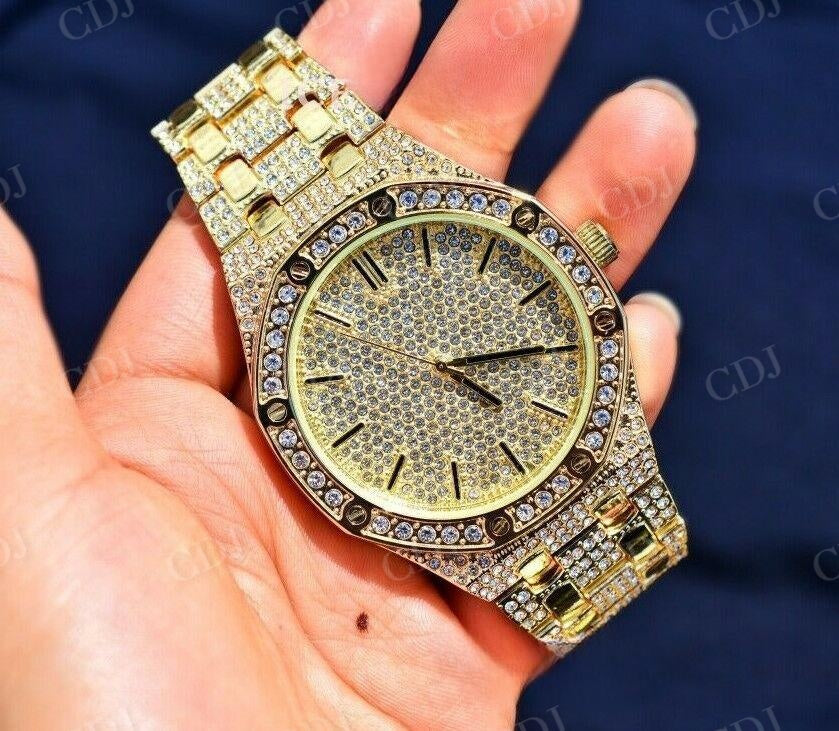 Hip Hop Moissanite Diamond Wrist Watch For Men customdiamjewel