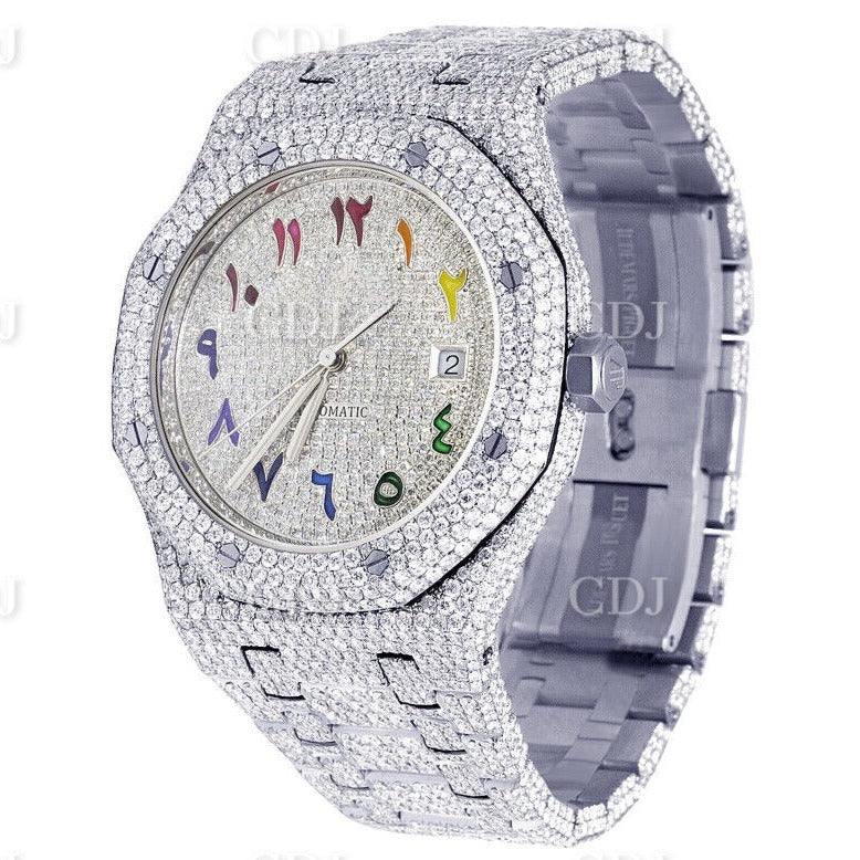 Men Women Arabic Custom Dial Hip Hop VVS Moissanite Diamond Watch customdiamjewel