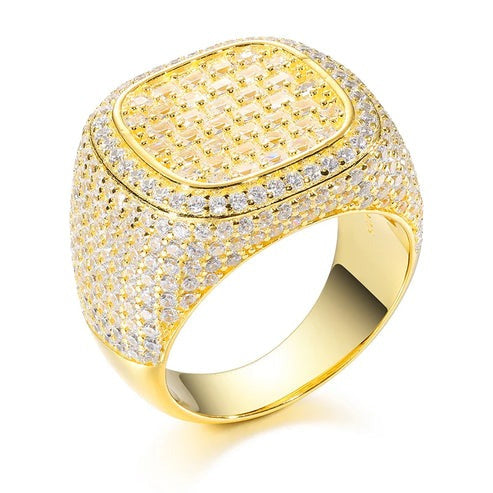 Hip Hop Sterling Silver Square Signet Iced Out Rings hip hop jewelry CustomDiamJewel