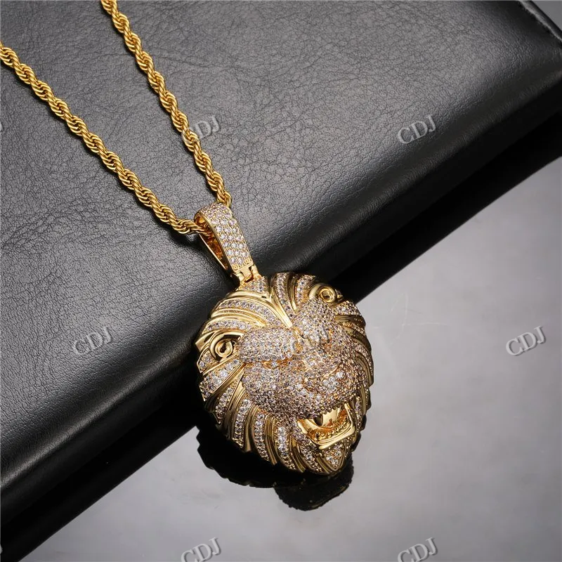High Quality Iced Out Custom Lion Head Diamond Pendant hip hop jewelry CustomDiamJewel
