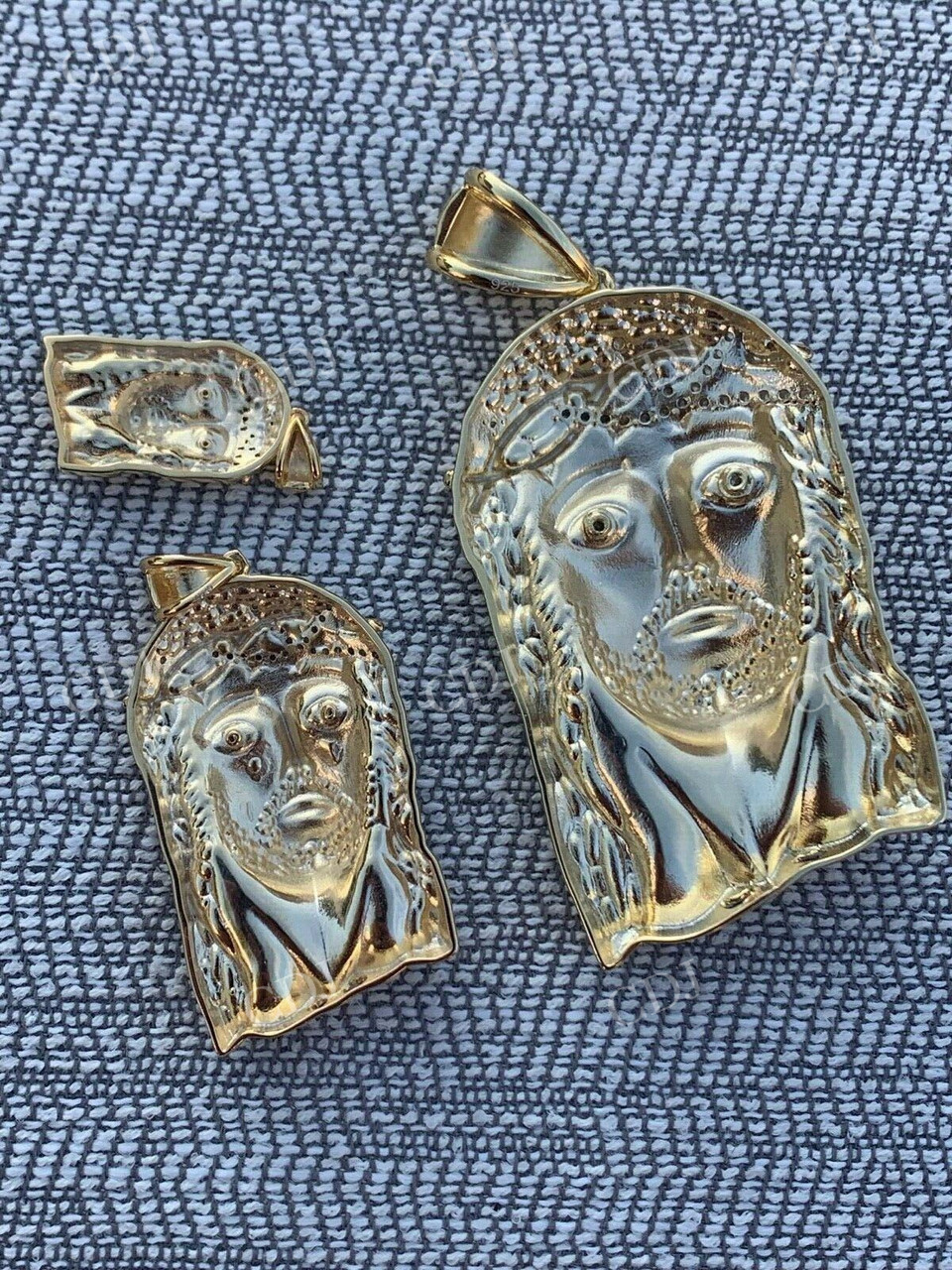 Two Tone Jesus Piece Diamond Pendant  customdiamjewel   