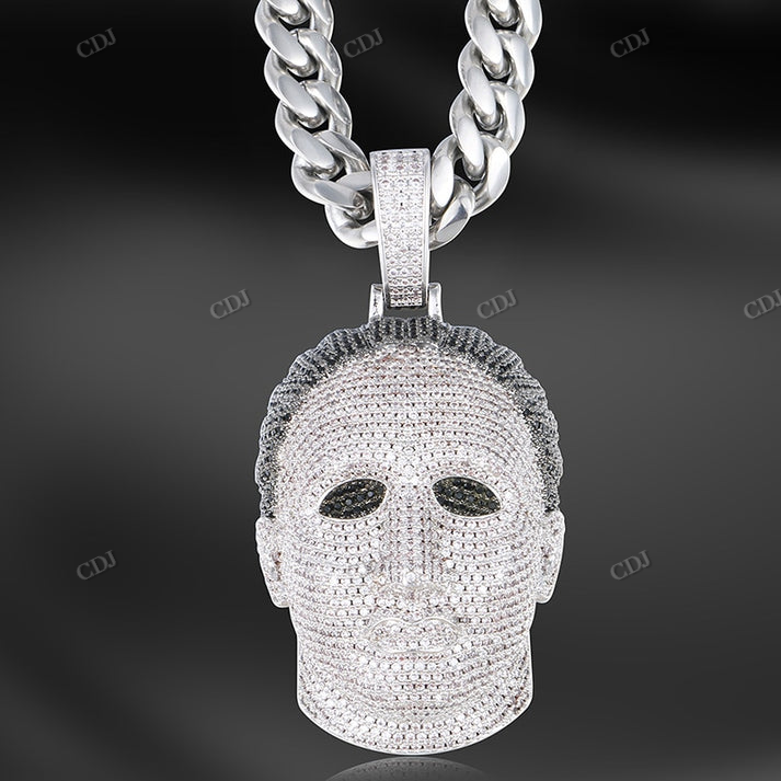 Iced Out Man Head Moissanite Diamond Two Tone Pendant hip hop jewelry CustomDiamJewel