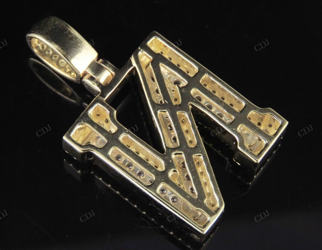 1.5CTW Solid Gold Real Diamond initial 'N' Letter Pendant CustomDiamJewel