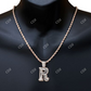 10K Rose Gold Letter R Iced Out Hip Hop Initial Pendant hip hop jewelry CustomDiamJewel