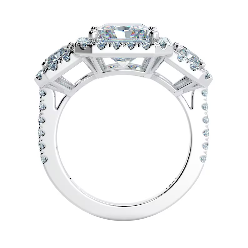 Radiant Cut Moissanite 3 Stone Anniversary Ring  customdiamjewel   