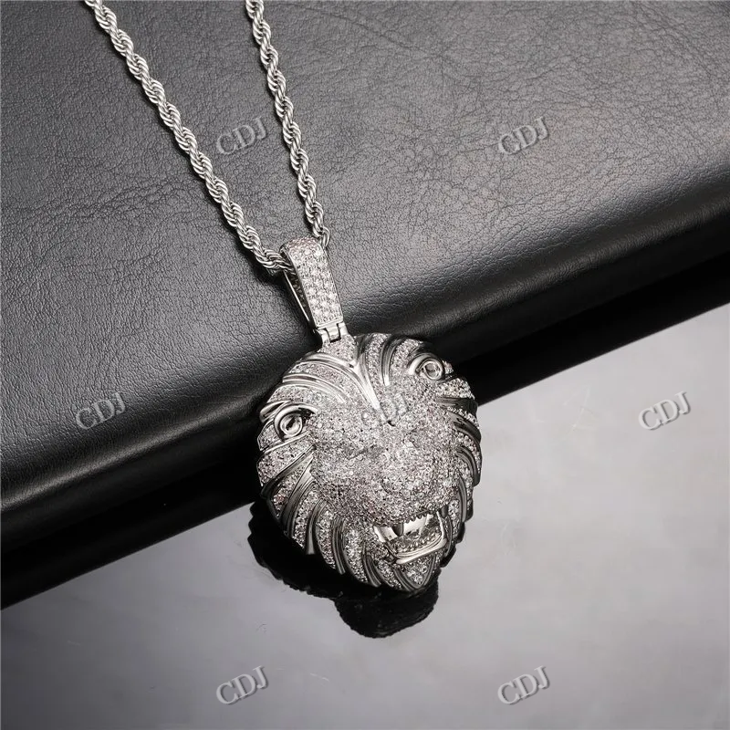 High Quality Iced Out Custom Lion Head Diamond Pendant hip hop jewelry CustomDiamJewel