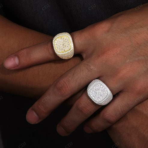 Hip Hop Sterling Silver Square Signet Iced Out Rings hip hop jewelry CustomDiamJewel