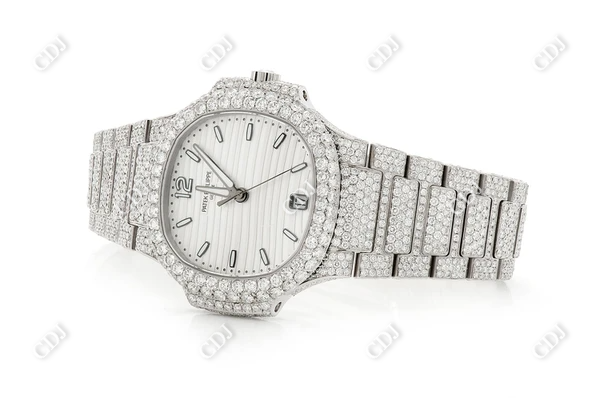 Fully Iced Out 36mm Patek Philippe Nautilus Moissanite Ladies Watch customdiamjewel