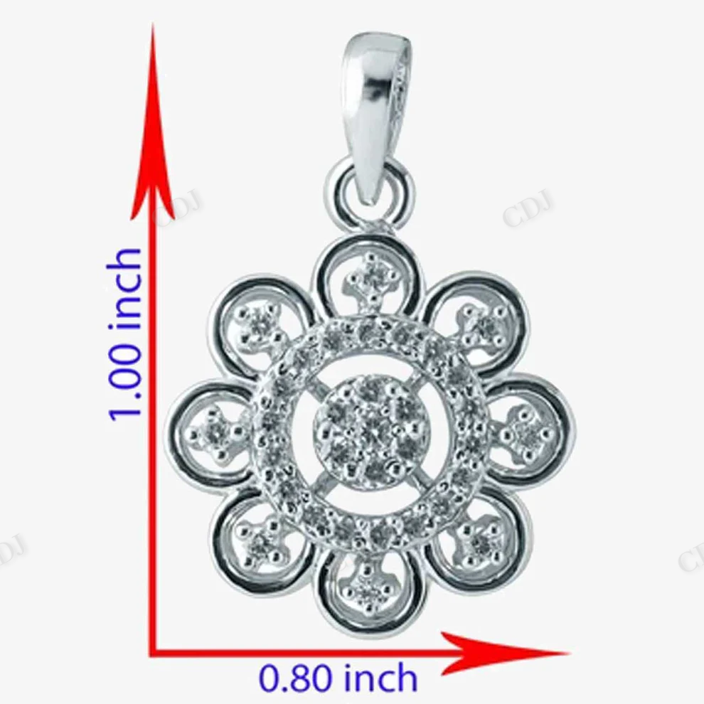 Sterling Silver Moissanite Elegant Flower Shape Pendant hip hop jewelry CustomDiamJewel