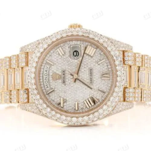 Men Customized Wholesale Price Lab made Moissanite Day Date Dial Watch customdiamjewel