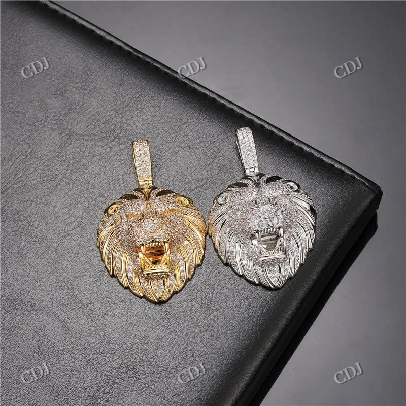 High Quality Iced Out Custom Lion Head Diamond Pendant hip hop jewelry CustomDiamJewel