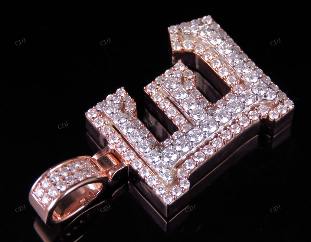 1.5" 1.75 CTW 14K Gold Natural Diamond Custom E Letter Pendant CustomDiamJewel