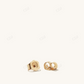 Diamond Round Studs, Single Halo 18K Yellow Gold Earrings
