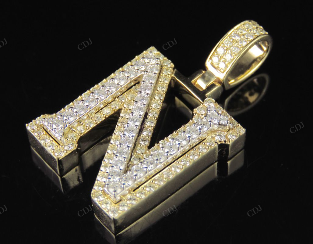 1.5CTW Solid Gold Real Diamond initial 'N' Letter Pendant CustomDiamJewel