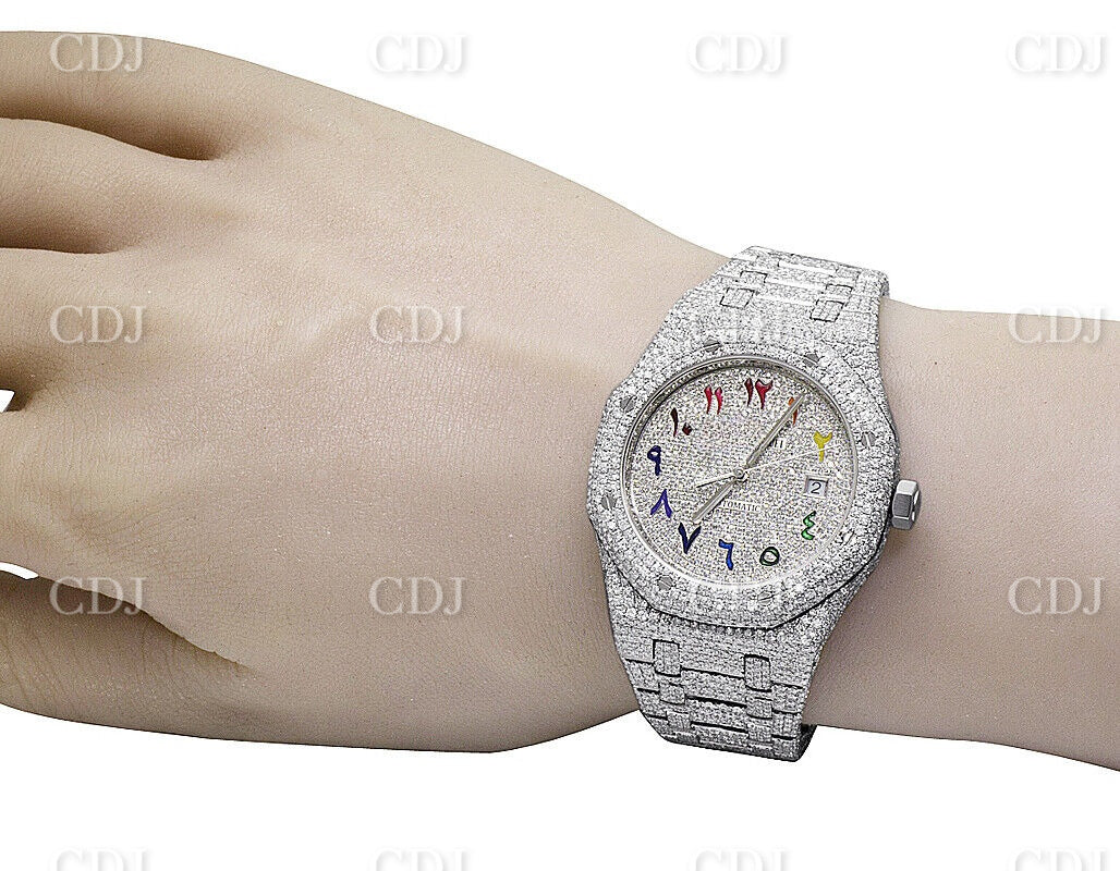 Men Women Arabic Custom Dial Hip Hop VVS Moissanite Diamond Watch customdiamjewel