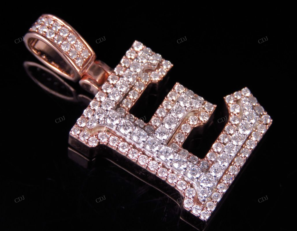 1.5" 1.75 CTW 14K Gold Natural Diamond Custom E Letter Pendant CustomDiamJewel