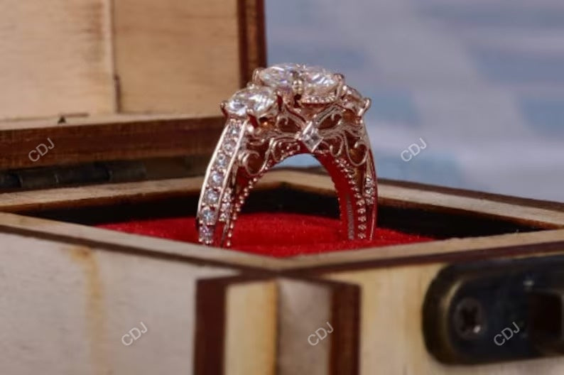 3.40 CTW Lab-Grown Diamond Milgrain Cluster Engagement Ring