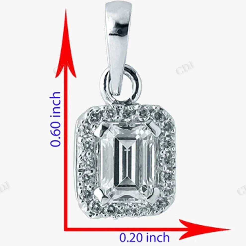 925 Sterling Silver Emerald Cut Halo Pendant hip hop jewelry CustomDiamJewel