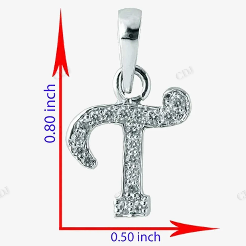 Silver Initial Letter T Moissanite Pendant hip hop jewelry CustomDiamJewel
