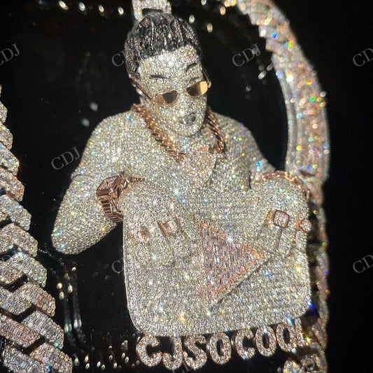 Fully iced out Diamond Face Pendant hip hop jewelry CustomDiamJewel   