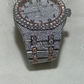 Fully Iced Out AP Two Tone Lab Grown Diamond Hip Hop Watch customdiamjewel