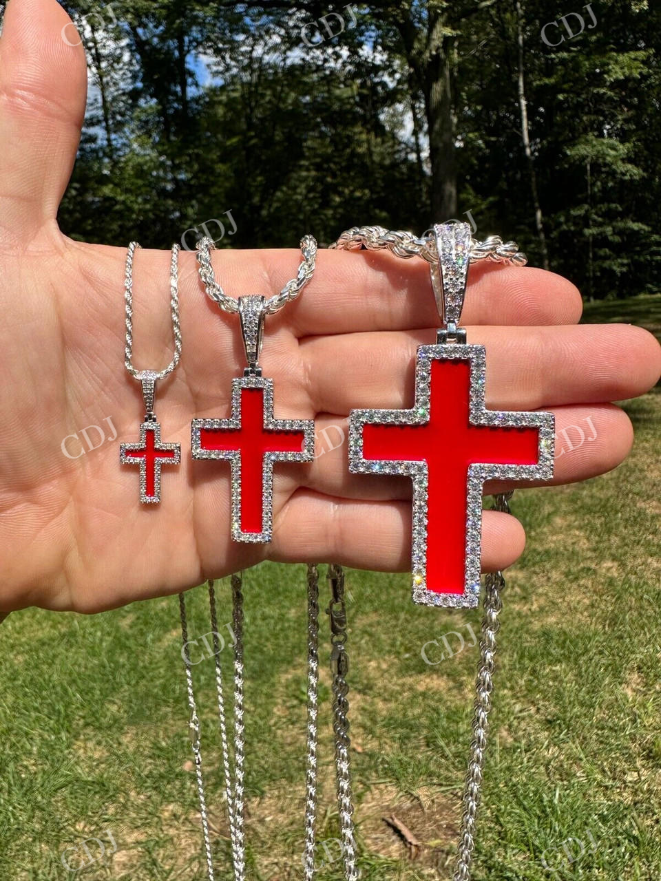 Cross Blood Red Diamond Pendant  customdiamjewel   