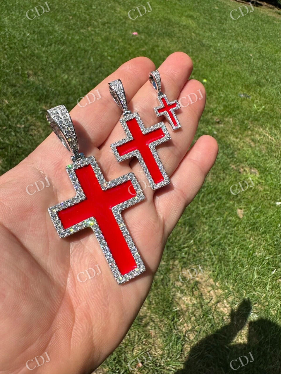 Cross Blood Red Diamond Pendant  customdiamjewel   