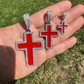 Cross Blood Red Diamond Pendant  customdiamjewel   