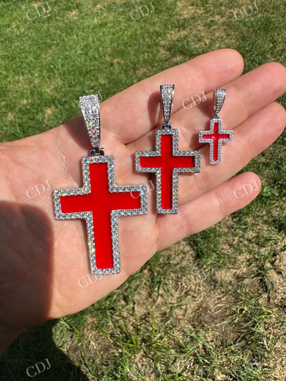 Cross Blood Red Diamond Pendant  customdiamjewel   