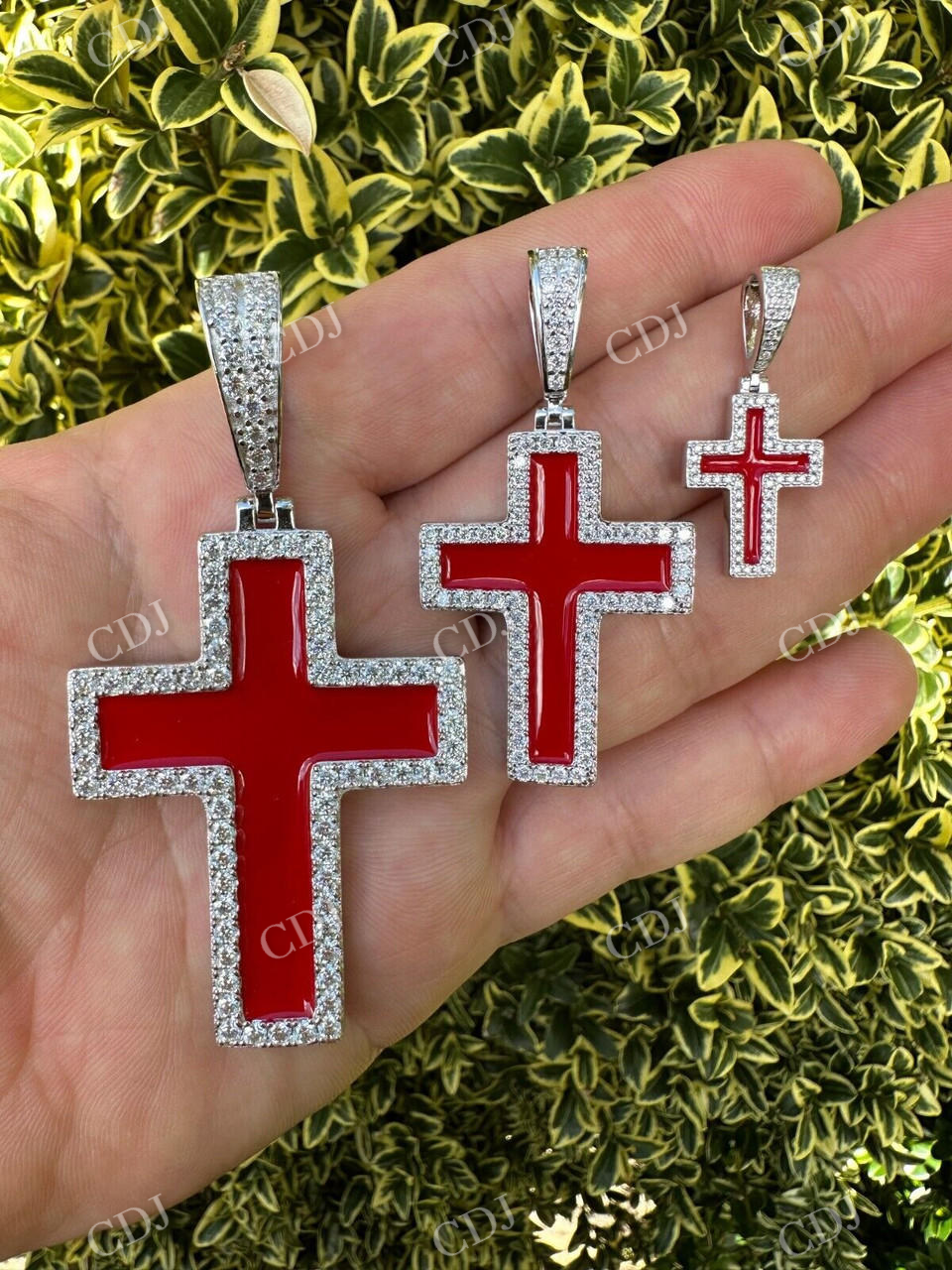 Cross Blood Red Diamond Pendant  customdiamjewel   