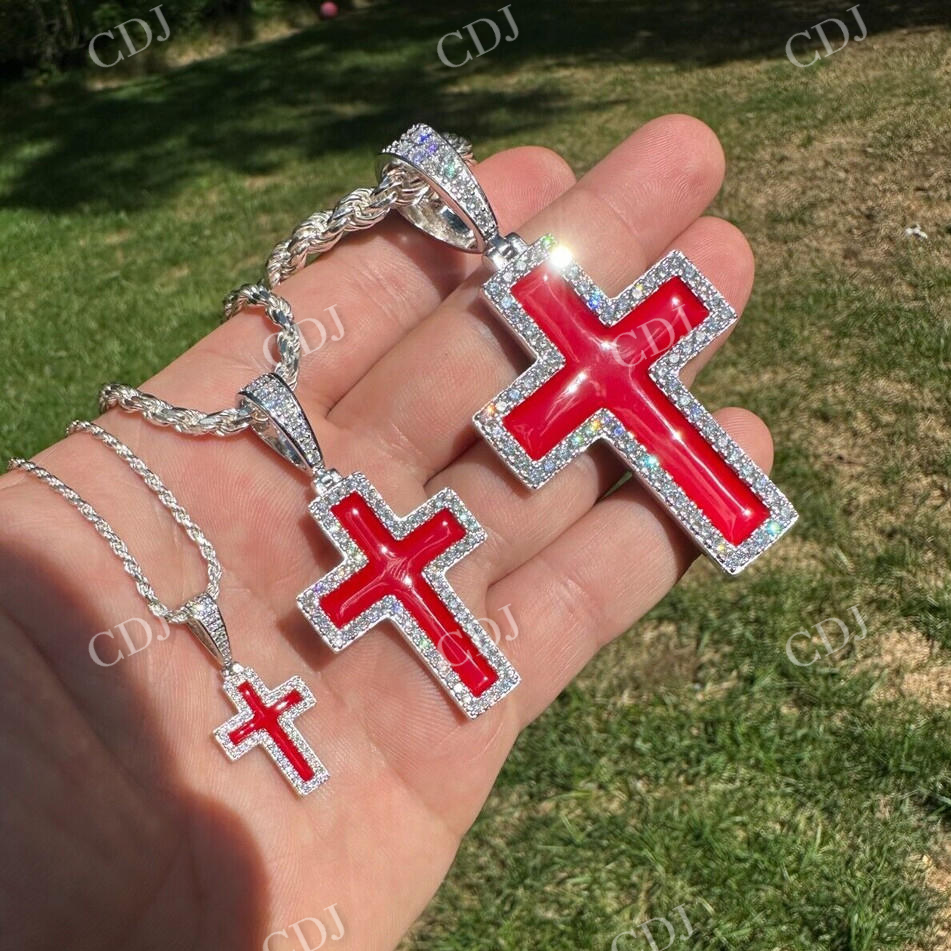 Cross Blood Red Diamond Pendant  customdiamjewel   